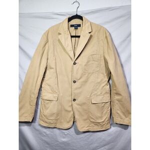 GAP Khaki 3 Button Blazer Jacket Mens MED Vintage Preppy Casual Overcoat Y2K 02'